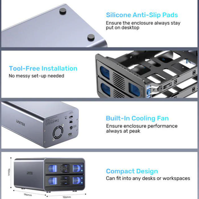 Unitek USB3.2 Type-C 10GB/SATA 2BAY SATA