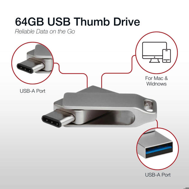 Shintaro 64GB USB-C & USB-A Pocket Disk