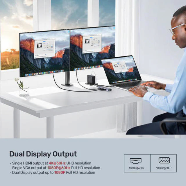 Unitek 9-in-1 USB-C Hub 4K Dual Display