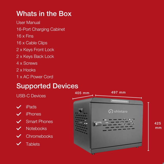 Shintaro 16-Port USB-C 1000W Cabinet