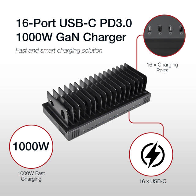 Shintaro 16-Port USB-C 1000W Charger