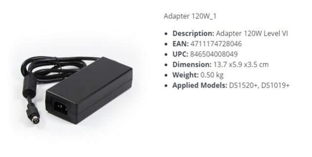 Synology Spare Part- Adapter 120W_1